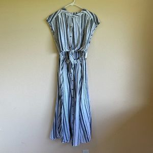 NSF Sally Cut Out Dress White Stripe Small NWT